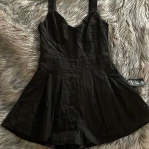 Lulu’s Chic Selection Black Cotton Eyelet Lace Romper